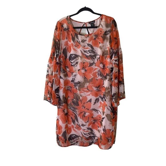 Feathers Floral Bell Sleeve Dress Sz 1X - Picture 1 of 6